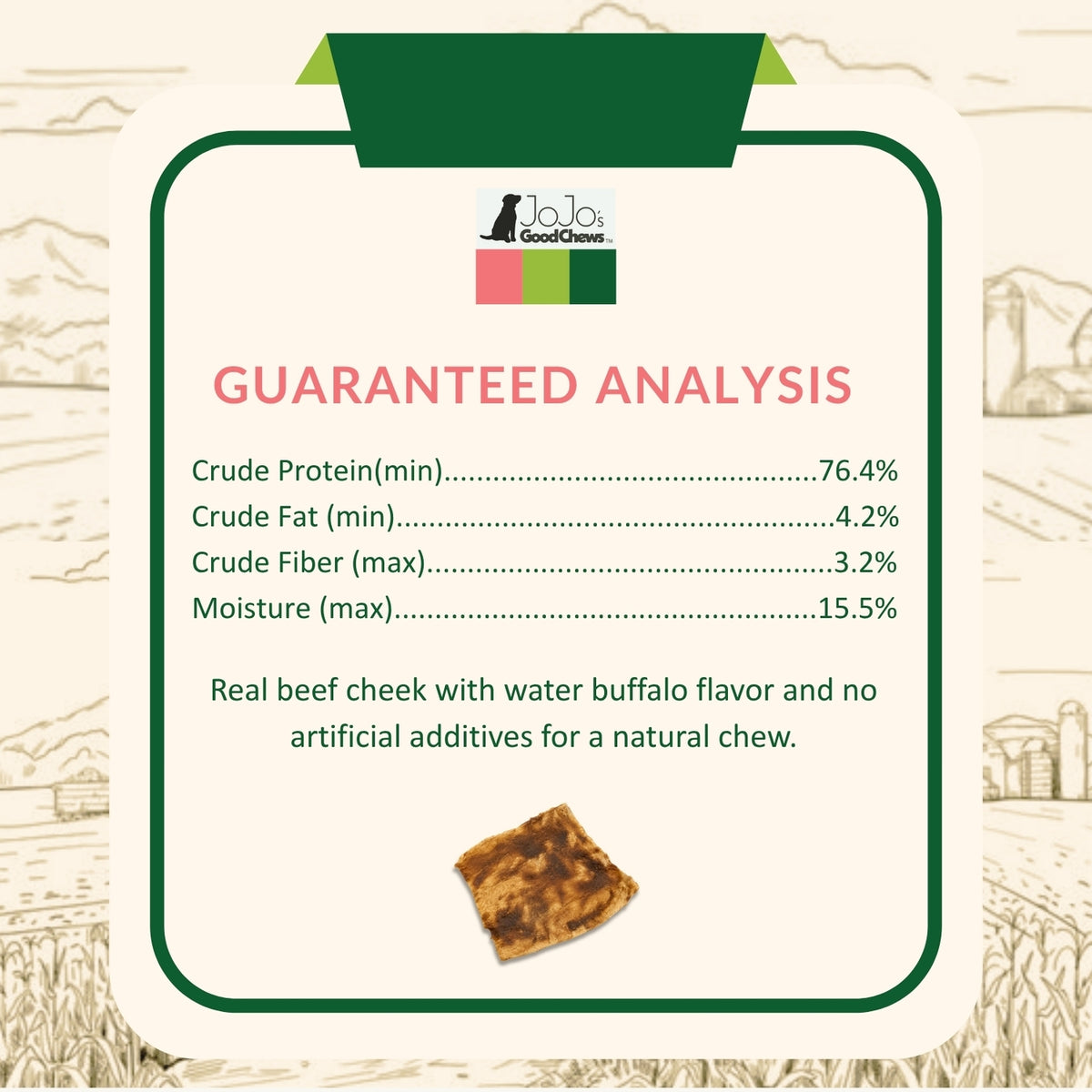 Beef Cheek Chips - Water Buffalo Flavor - 4" X 4"