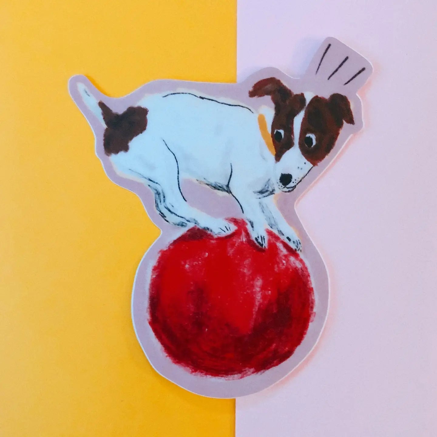 Dog on Ball Sticker