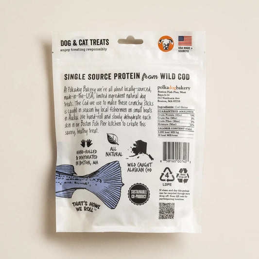 Polkadog Cod Skins Jerky Shorties Crunchy Dog & Cat Treats