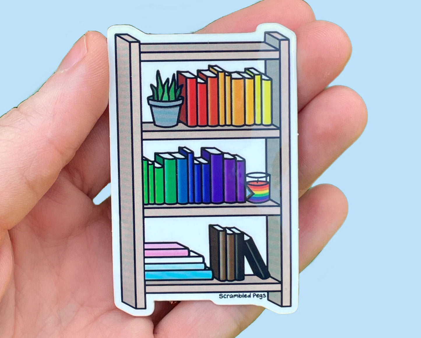 Progress Pride Bookcase Sticker