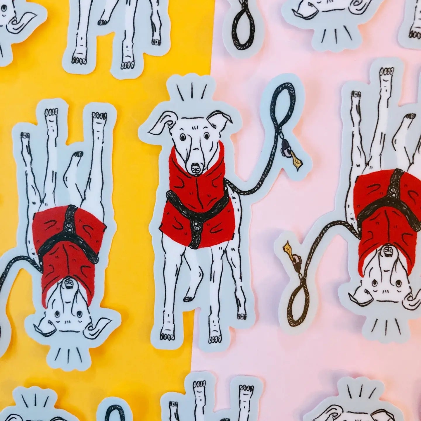 Dog on Leash Sticker