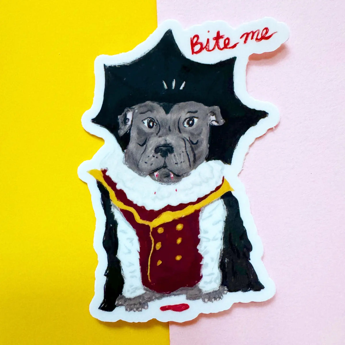 Bite Me Pittie Vampire Pup Sticker