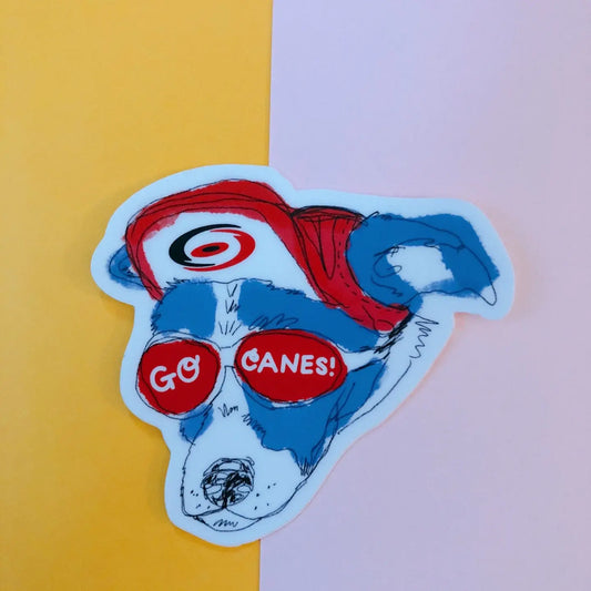 Go Canes! Dog Sticker,  Blue