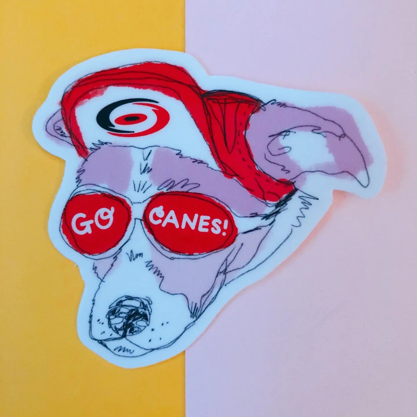 Go Canes! Dog Sticker,  Pink