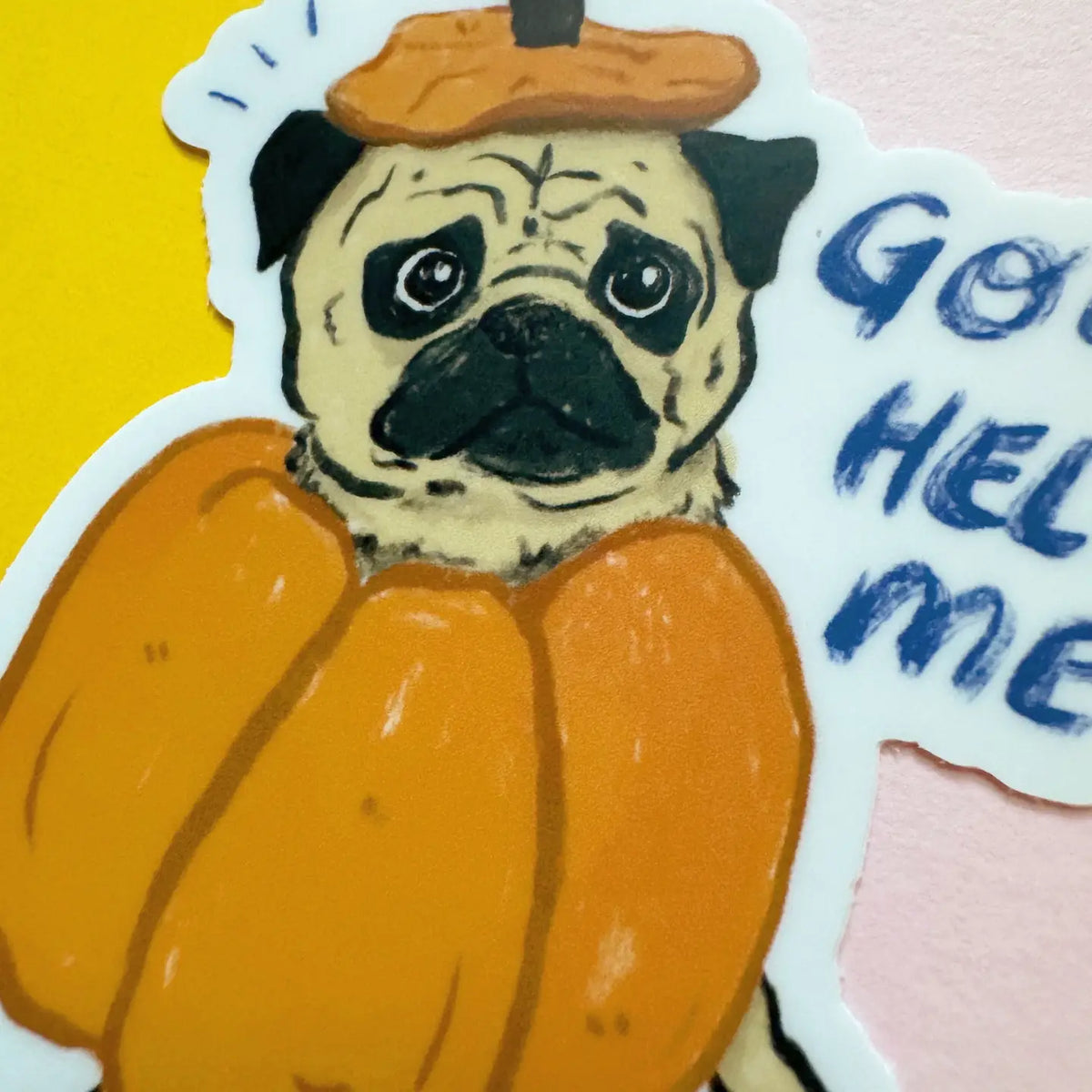 Pug Pumpkin Sticker