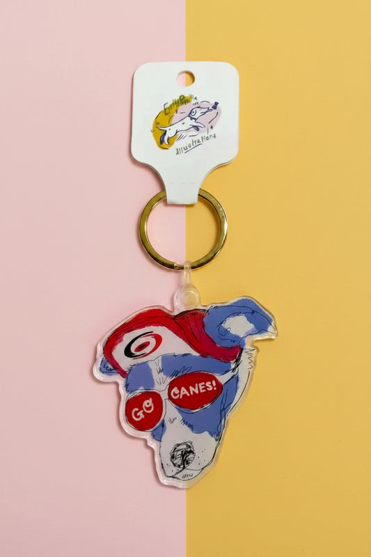 Go Canes! Keychain-Blue