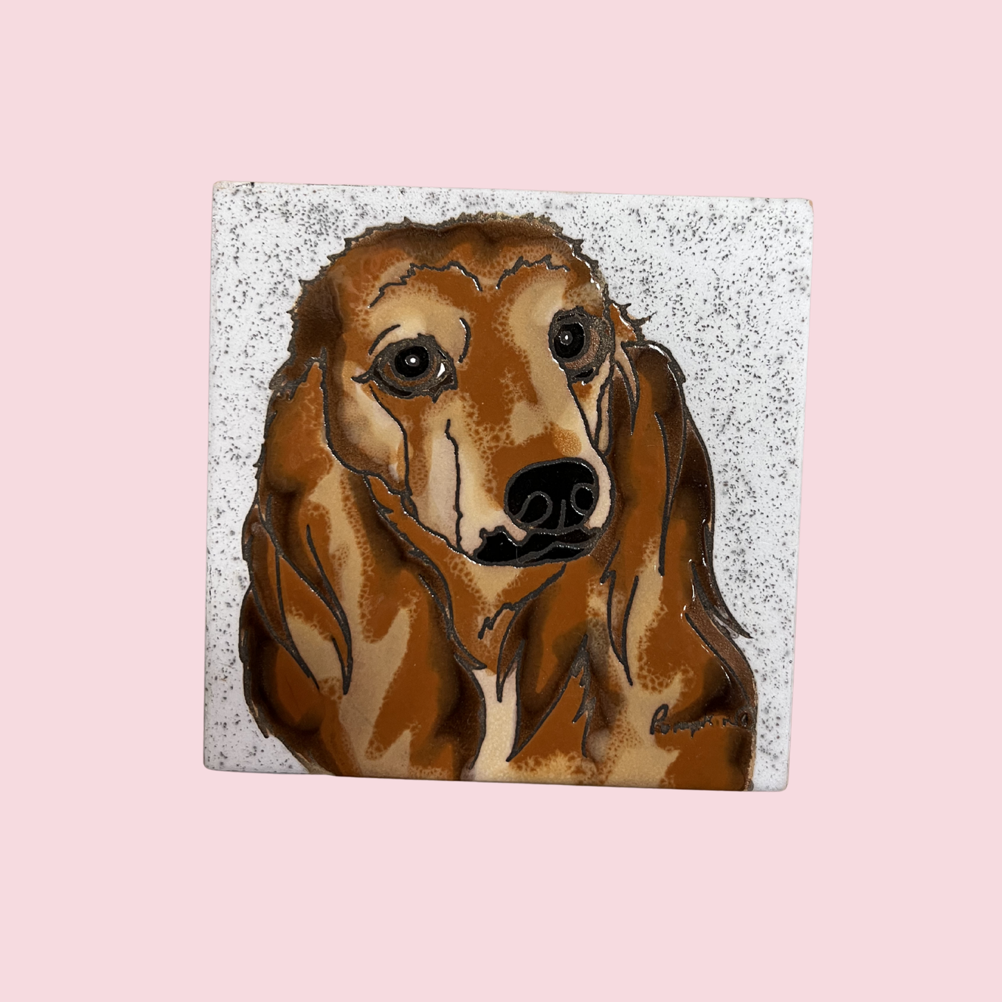 Handmade Long-Haired Doxie Tile