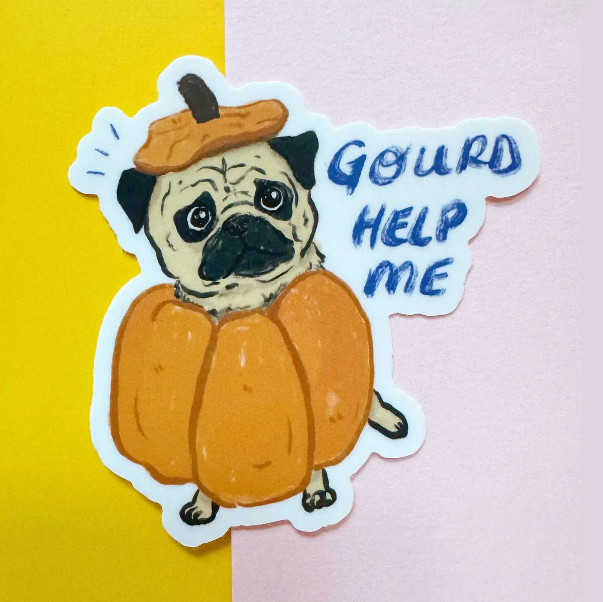Pug Pumpkin Sticker
