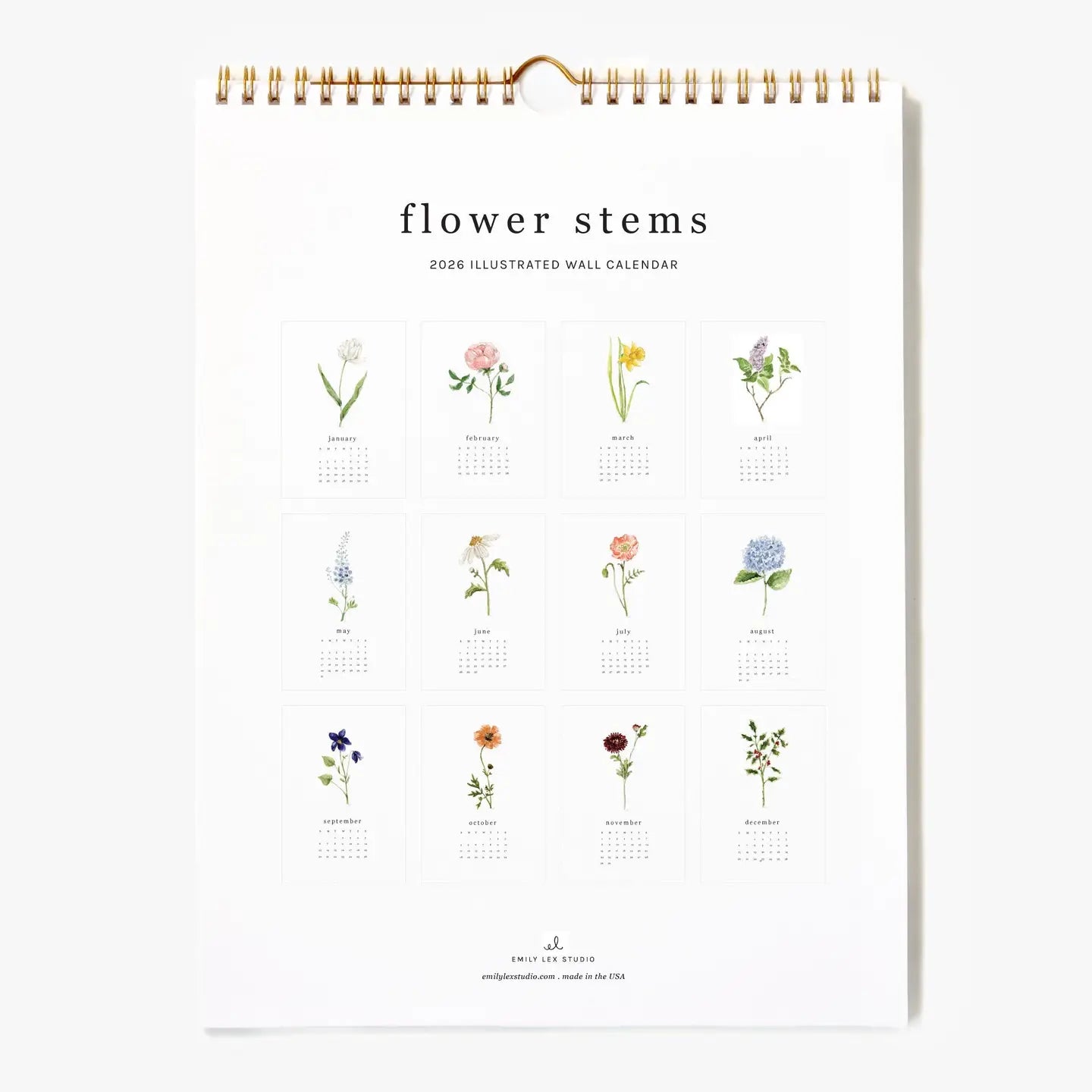 2026 Flower Stems Calendar