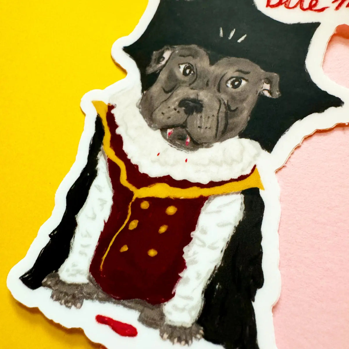 Bite Me Pittie Vampire Pup Sticker