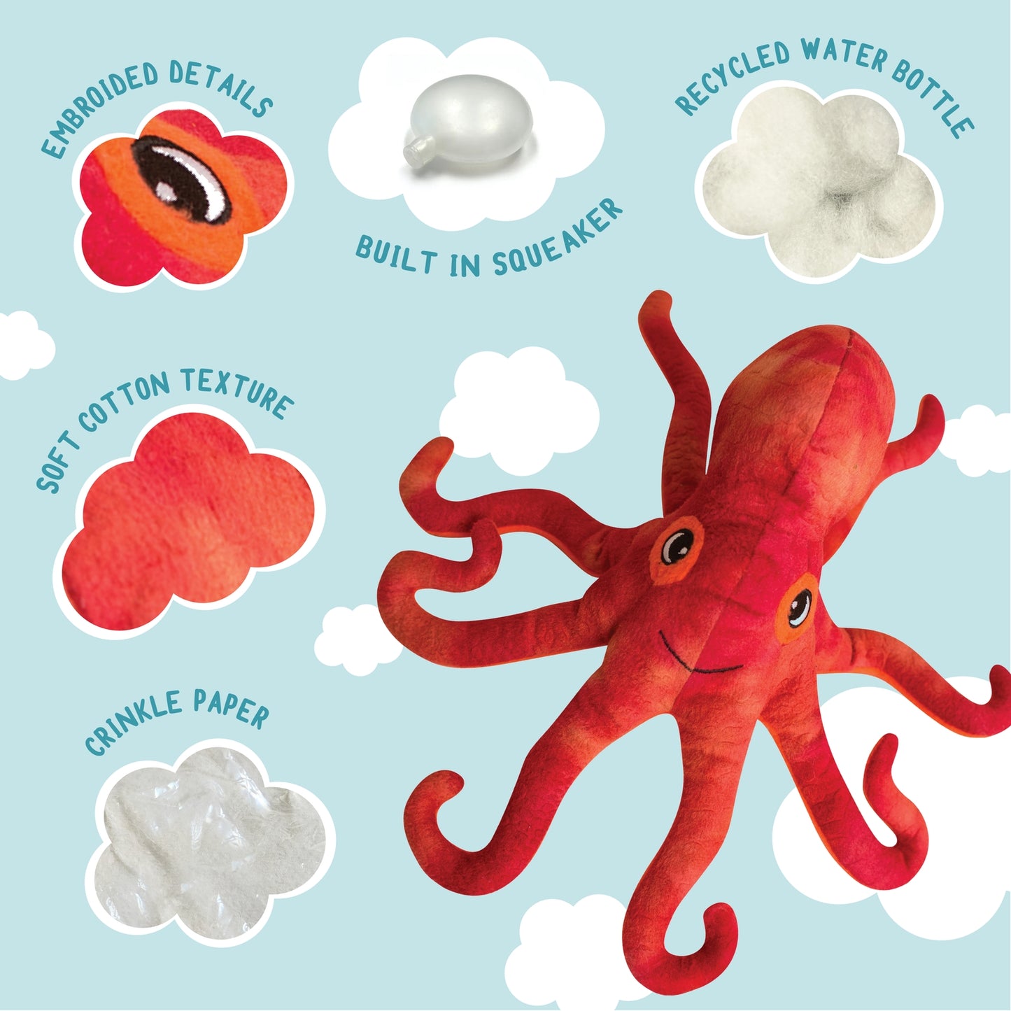 Snugarooz Olivia the Octopus Plush Dog Toy