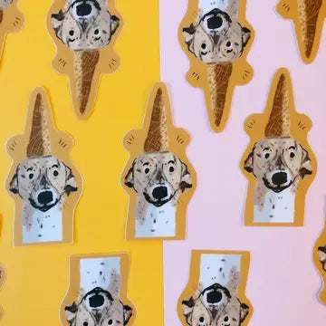 Ice Cream Cone Hat Dog Sticker