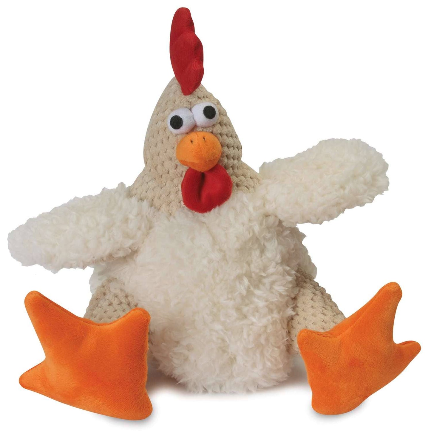 Godog Checkers Fat Rooster White W/Chew Guard Dog