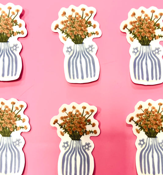 Striped Vase + Flowers Sticker
