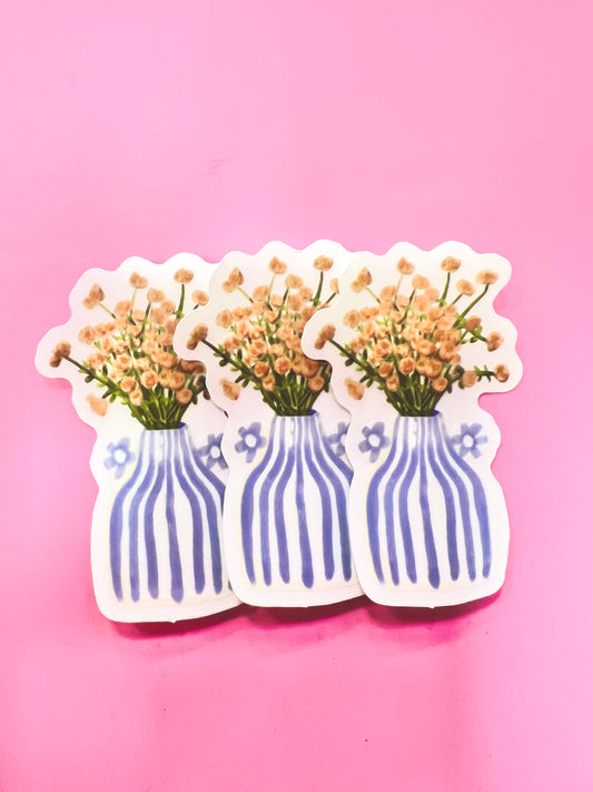 Striped Vase + Flowers Sticker