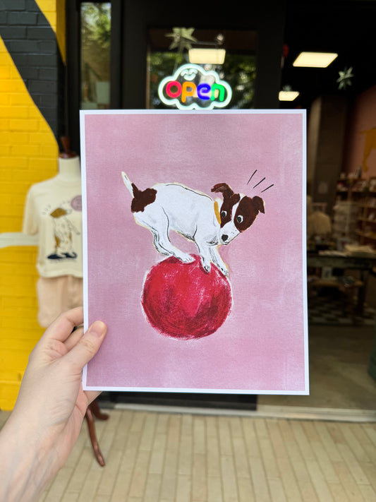 Dog on Ball Print 8x10
