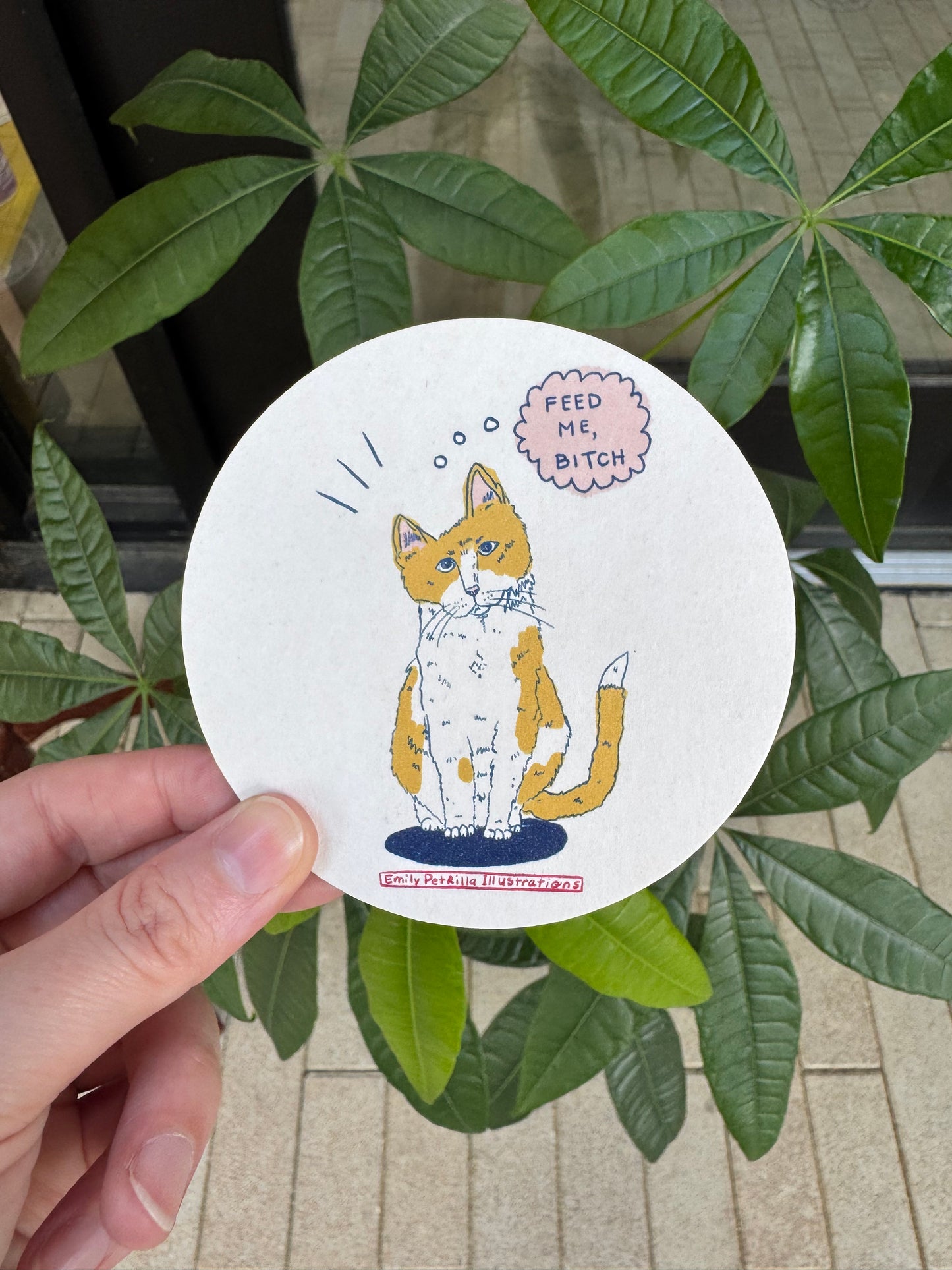 "Feed Me, Bitch" Cat Coaster
