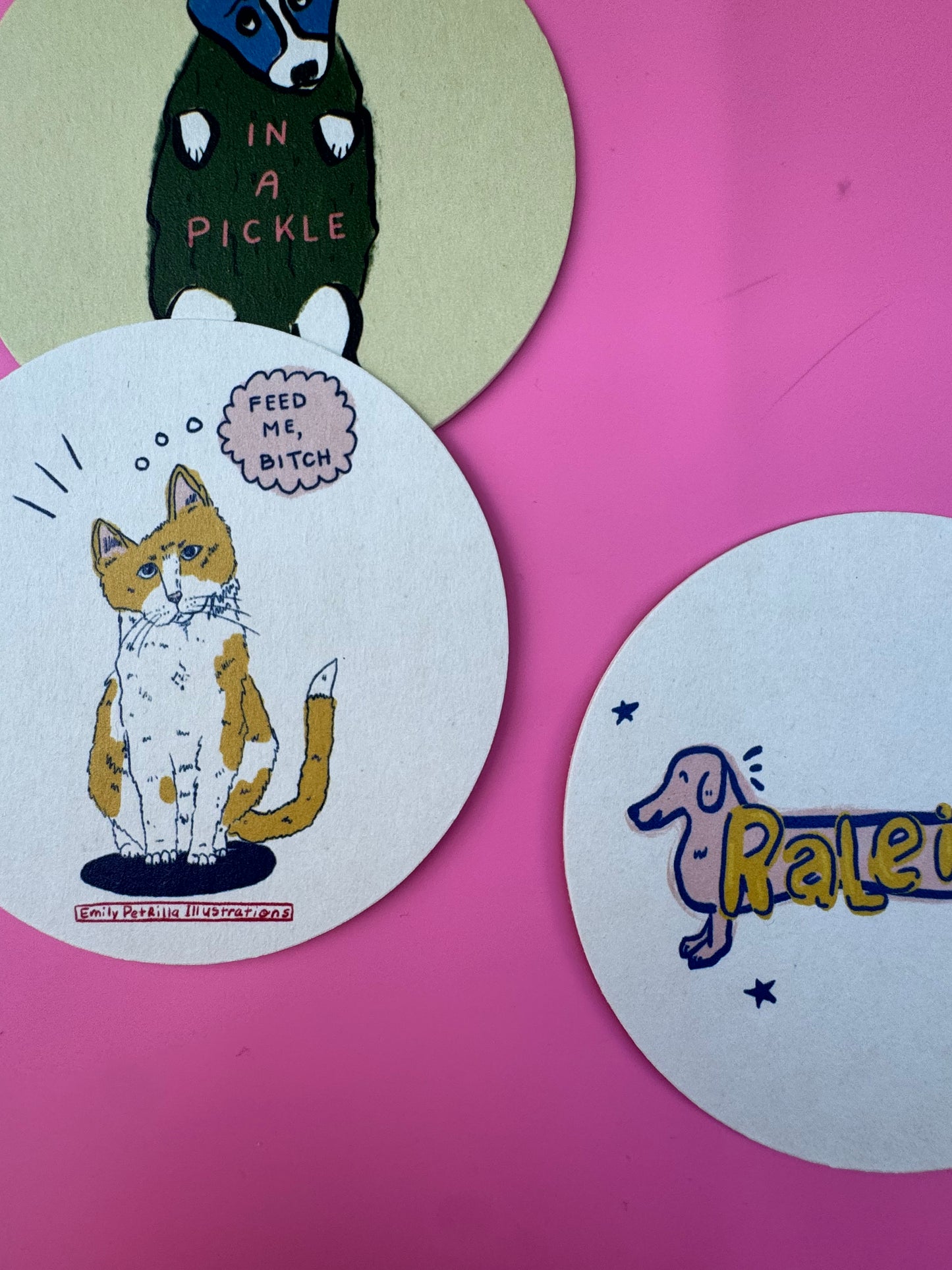 "Feed Me, Bitch" Cat Coaster