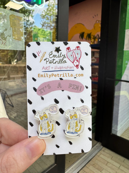 Mini feed me cat pins (2)