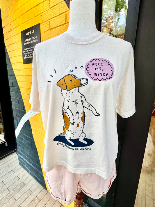 Dog “Feed Me Bitch!” Cropped T-shirt