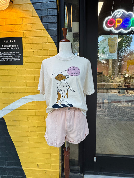 Dog “Feed Me Bitch!” Cropped T-shirt