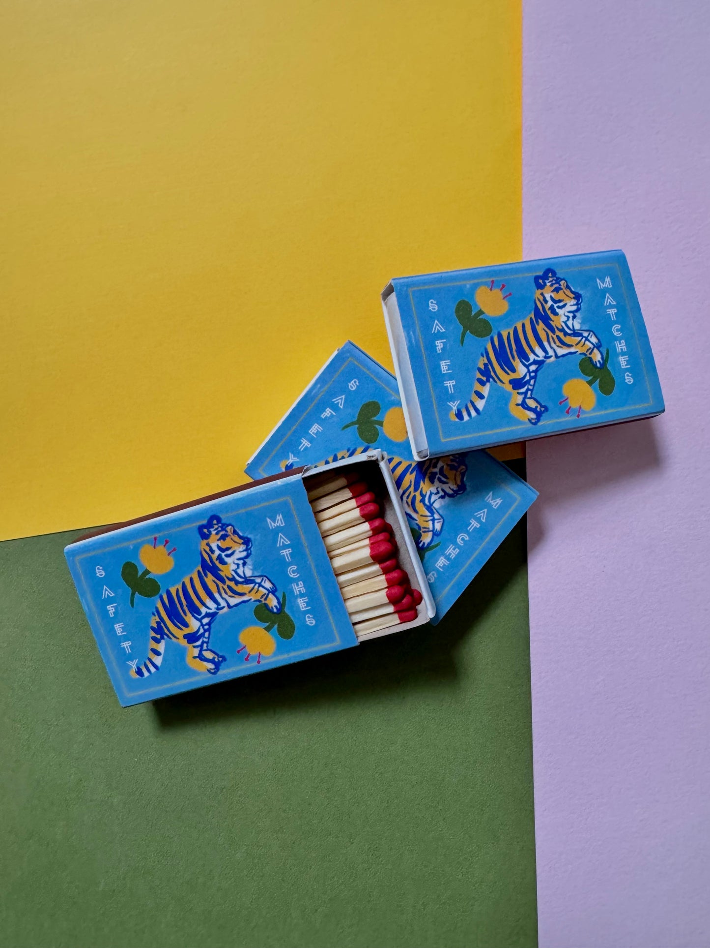 Tiger on Blue Matchbox