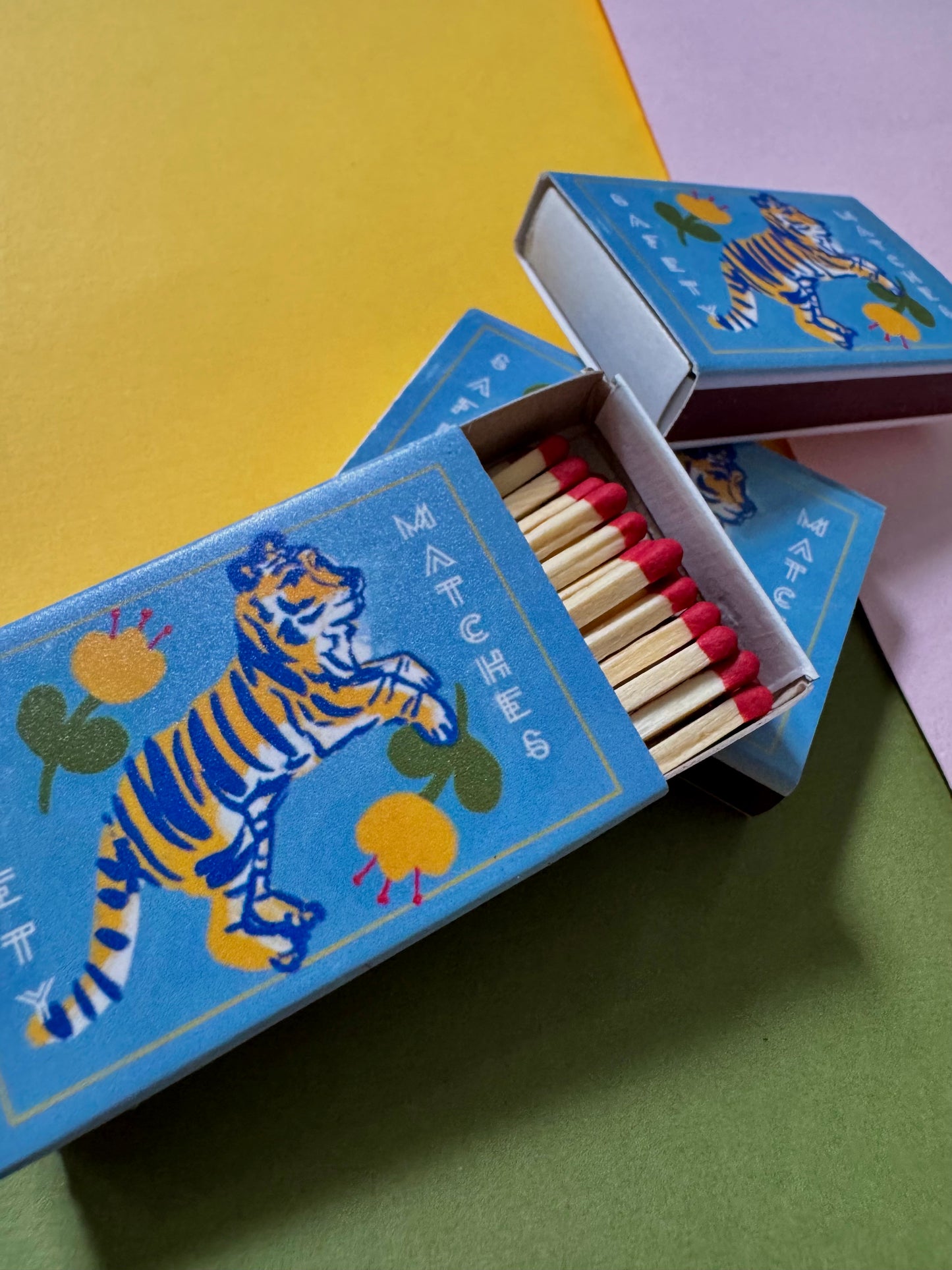 Tiger on Blue Matchbox