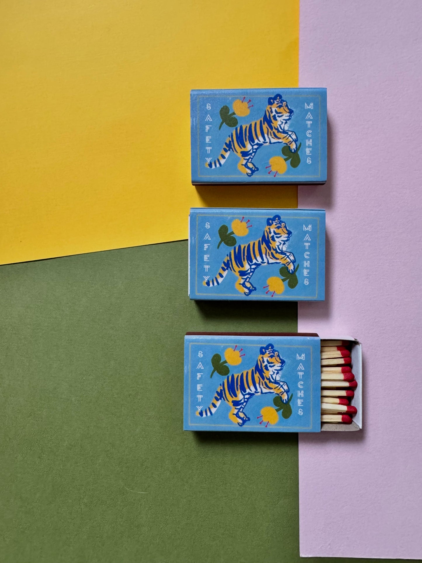 Tiger on Blue Matchbox