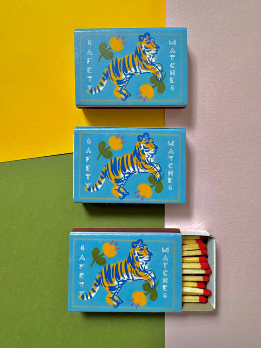 Tiger on Blue Matchbox