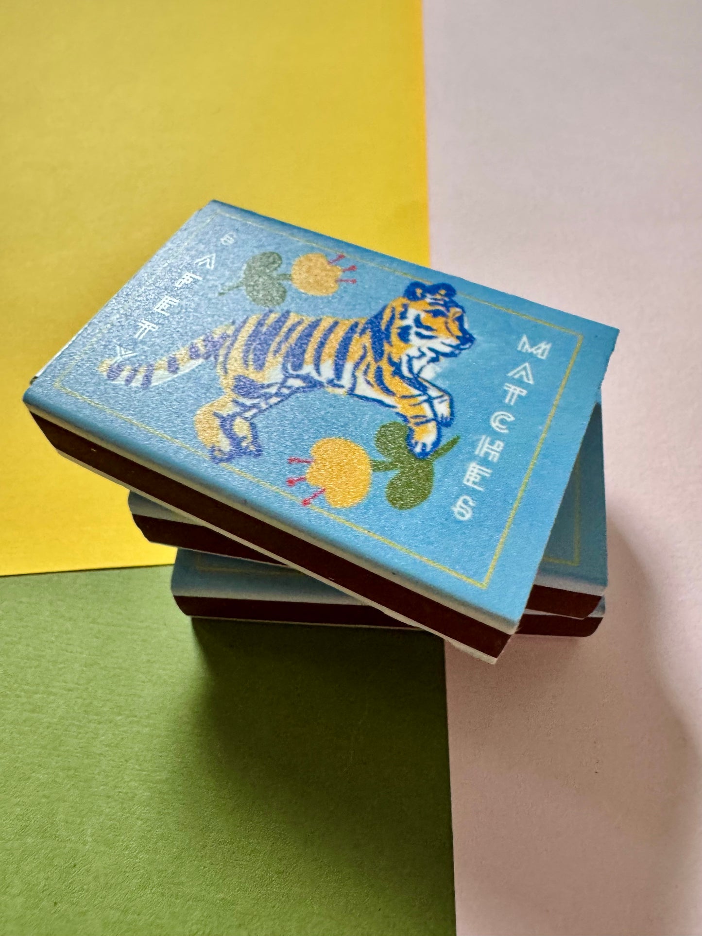 Tiger on Blue Matchbox