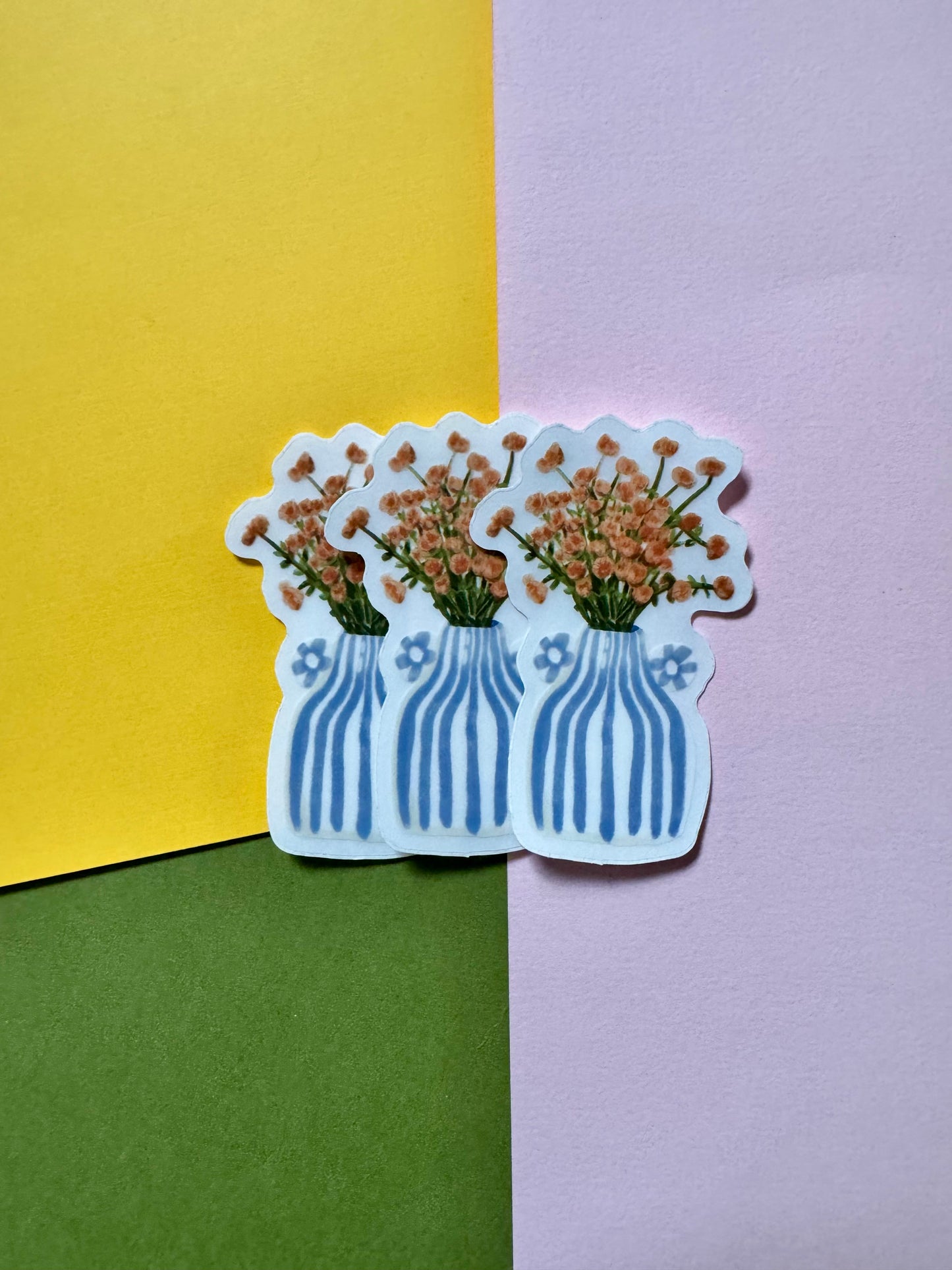 Striped Vase + Flowers Sticker