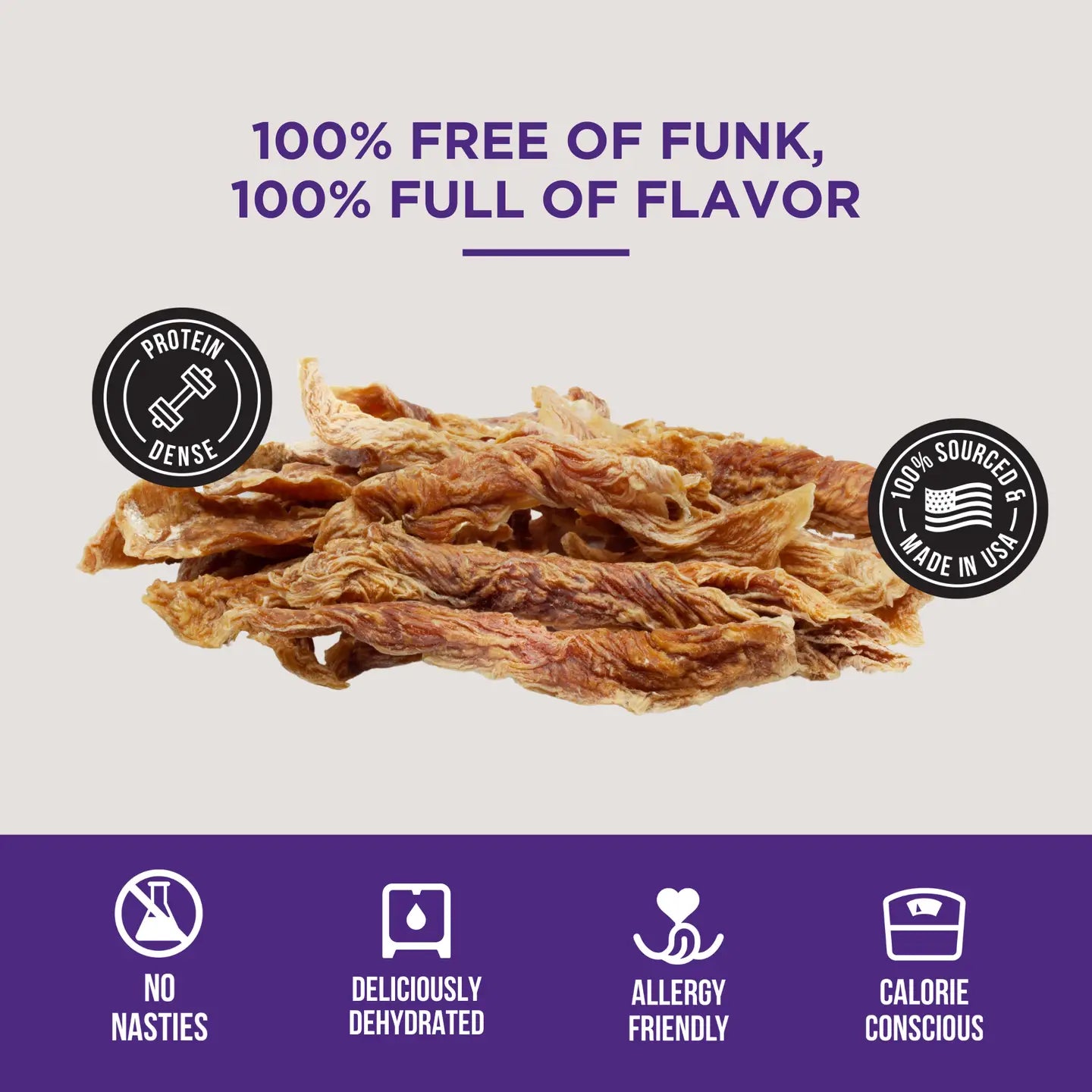 Dehydrated Chicken Jerky, 8oz.