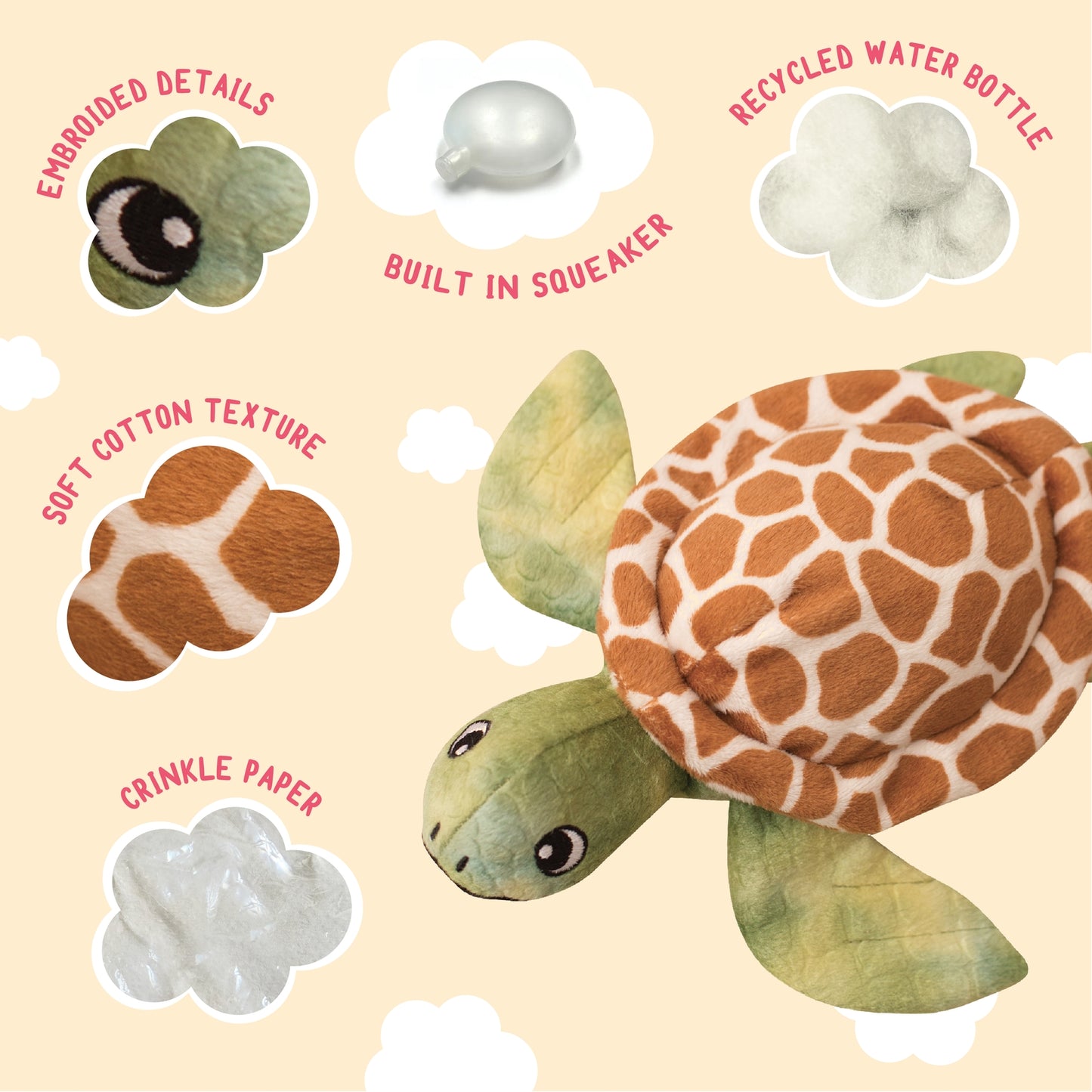 Snugarooz Shelldon the Turtle Plush Dog Toy