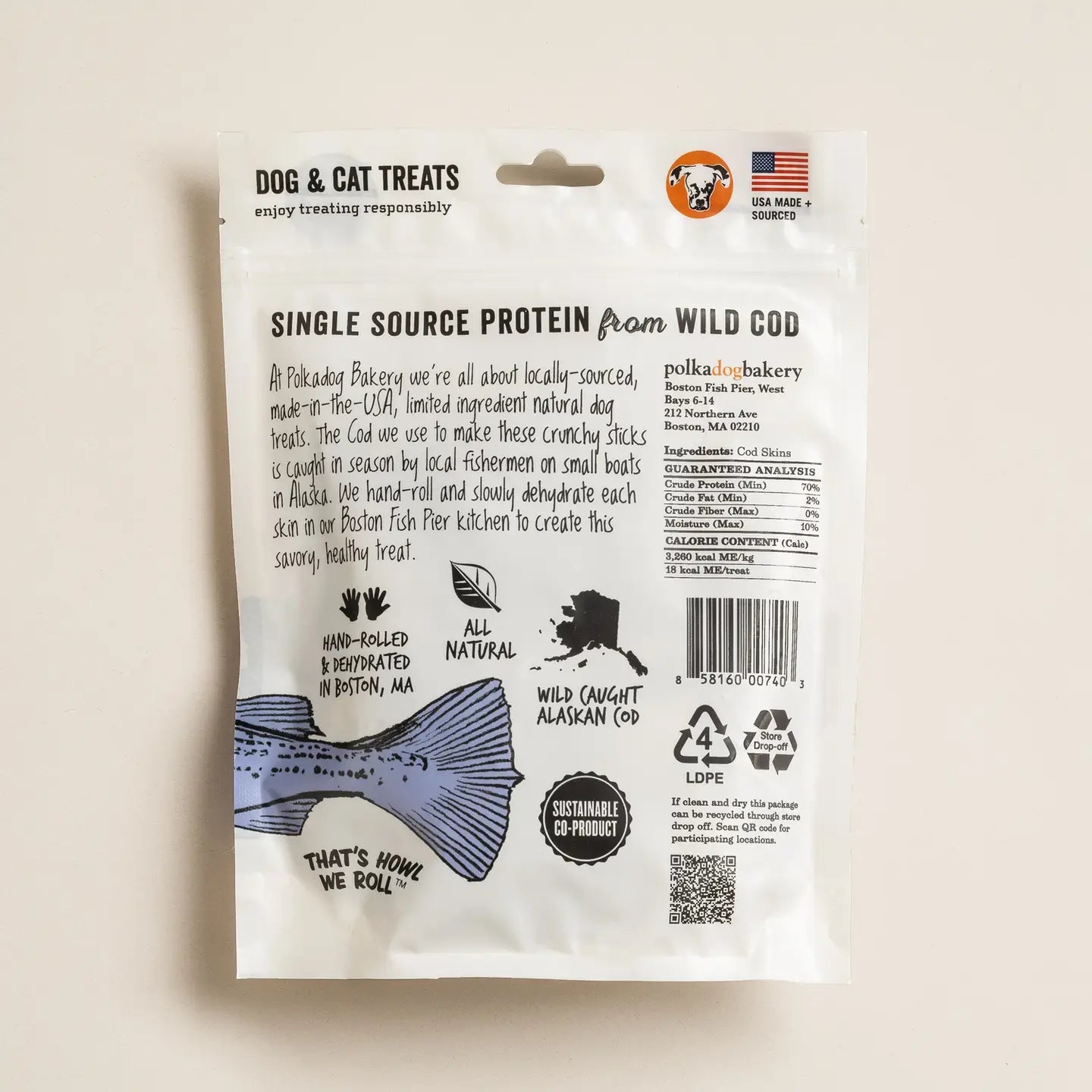 Polkadog Cod Skins Jerky Shorties Crunchy Dog & Cat Treats