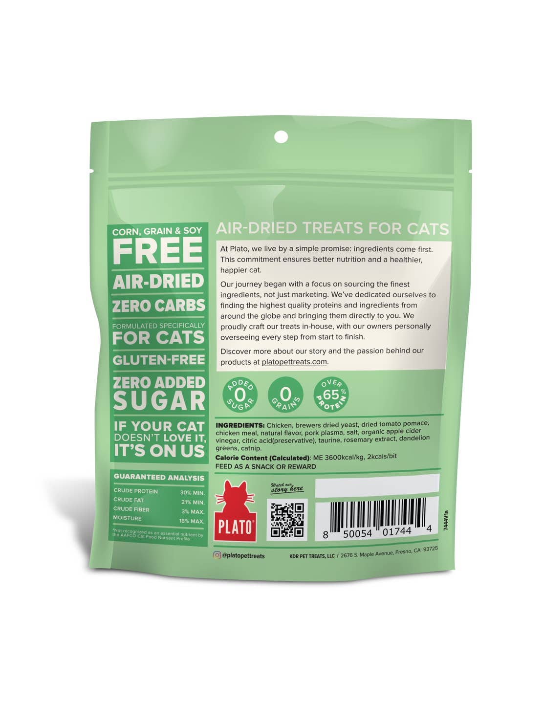 Plato Air-Dried Cat Treats Chicken with Catnip