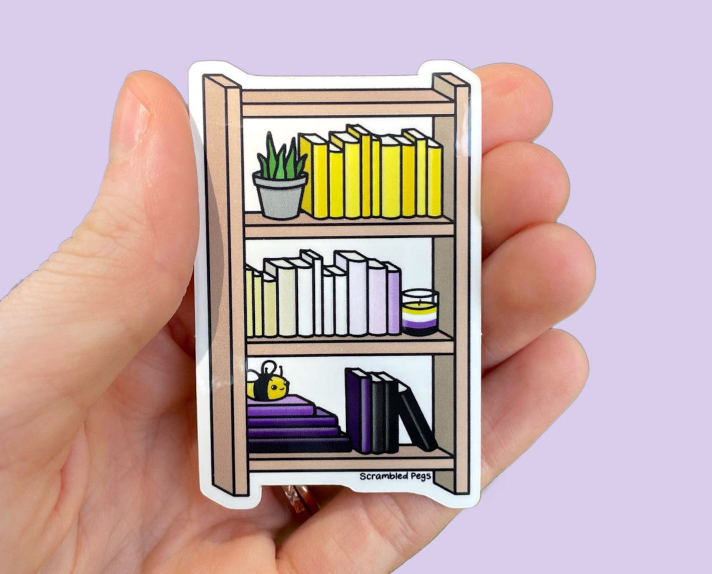 Nonbinary Pride Bookcase Sticker