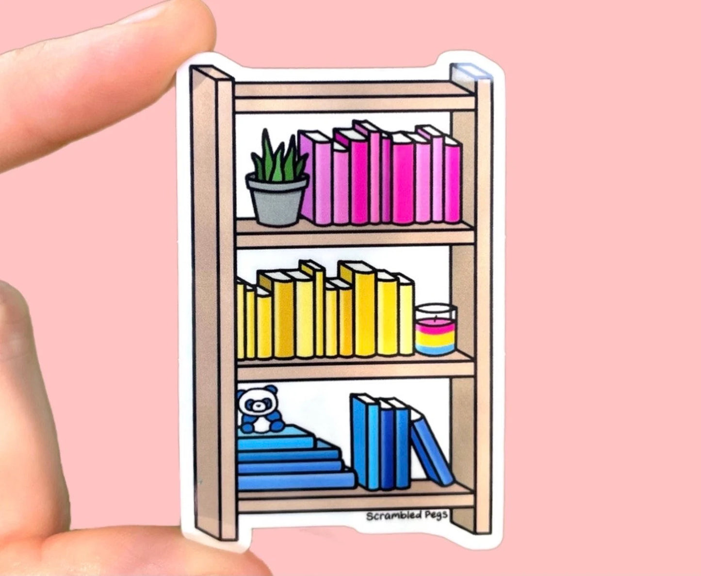 Pansexual Pride Bookcase Sticker