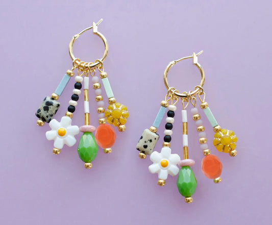 Colorful Beaded Charm Earrings