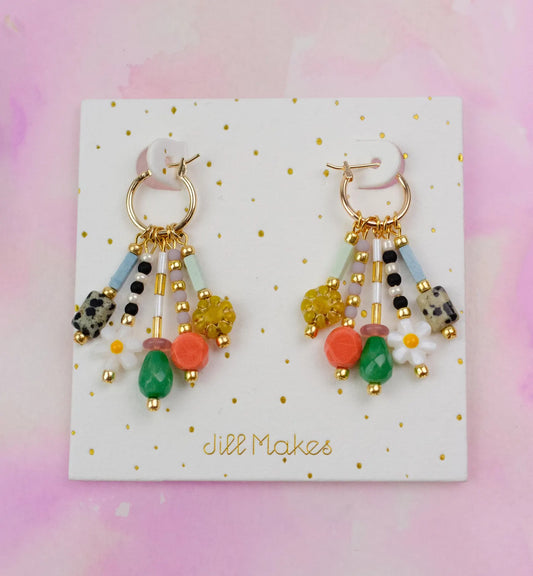 Colorful Beaded Charm Earrings