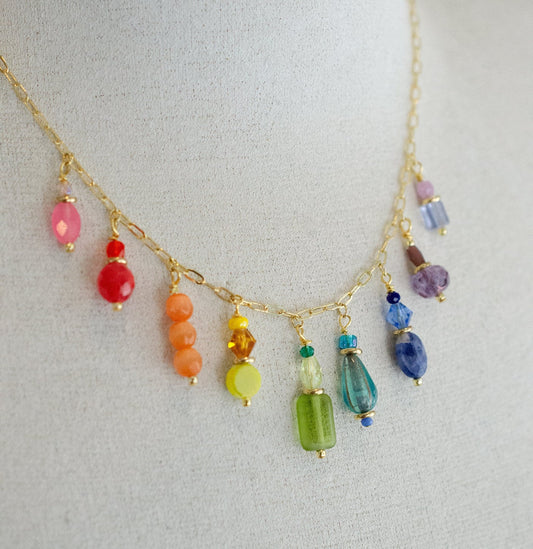 Mosaic Charm Necklace - Rainbow